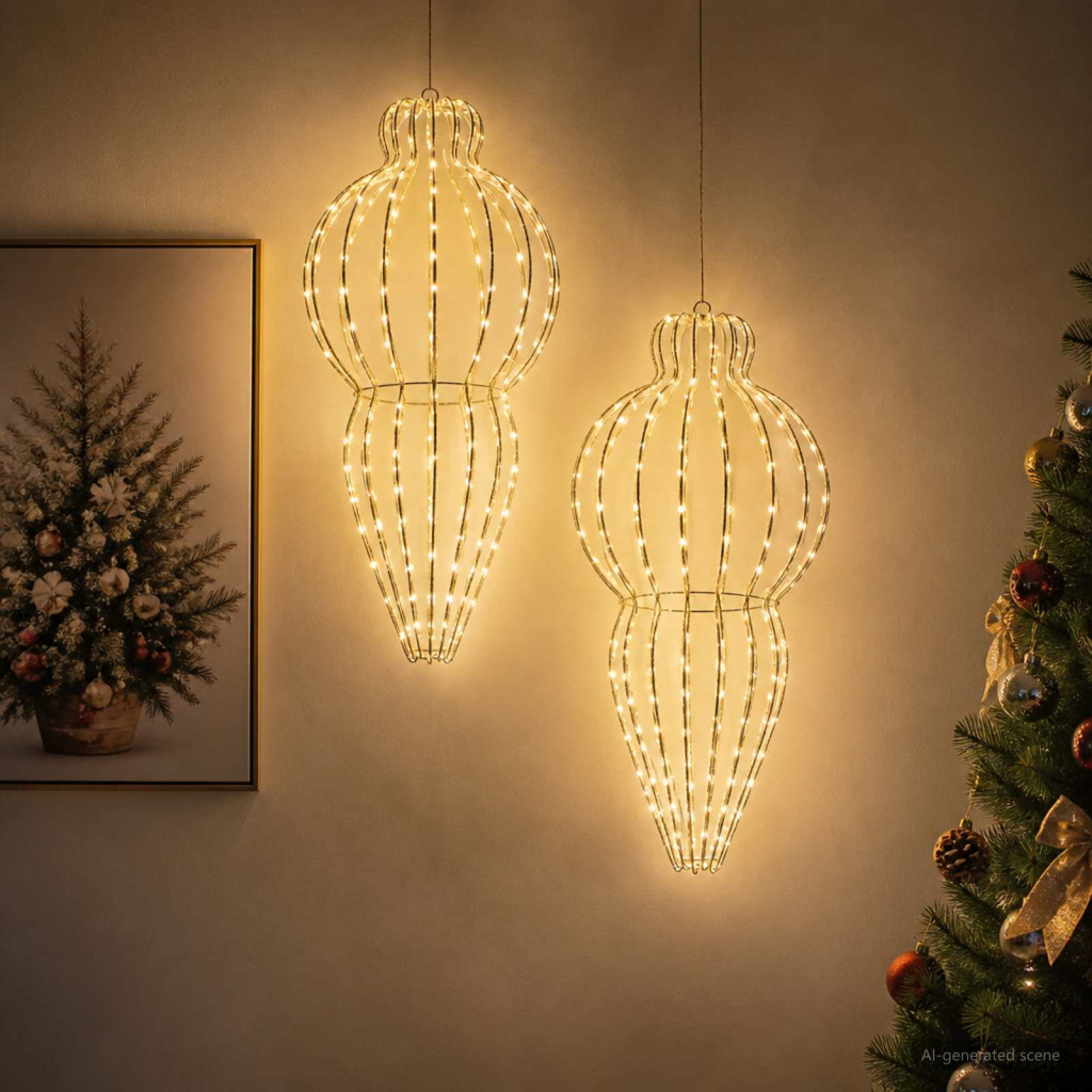 LED-es karácsonyi függődísz 2 db 640 LED hideg fehér
