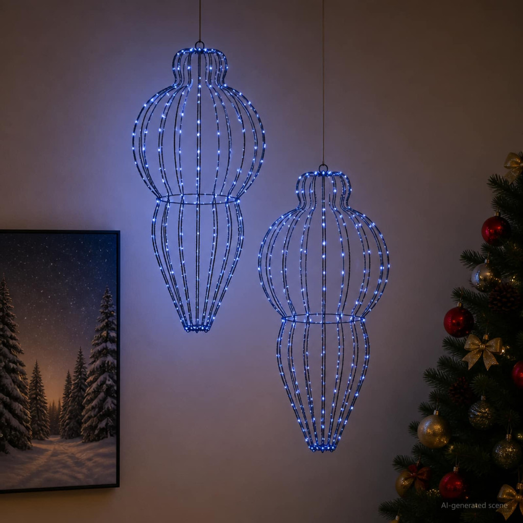 LED-es karácsonyi függődísz 2 db 640 LED kék átm. 40 x 75 cm