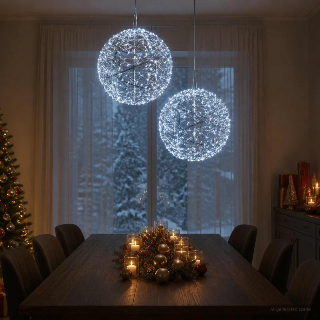 Karácsonyi csúcsdísz világítás 2 db 1500 LED Hideg fehér