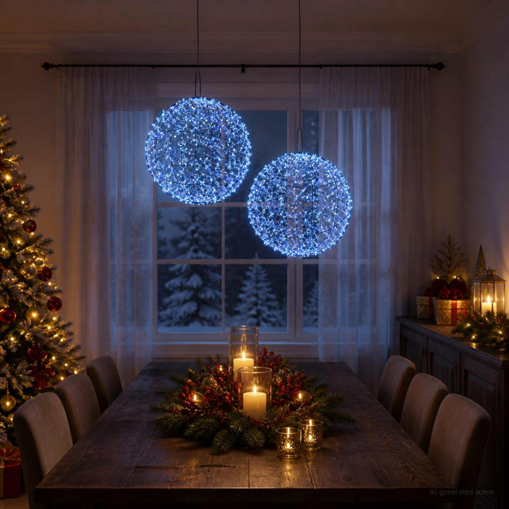 Karácsonyi csúcsdísz világítás 2 db 1900 LED Kék