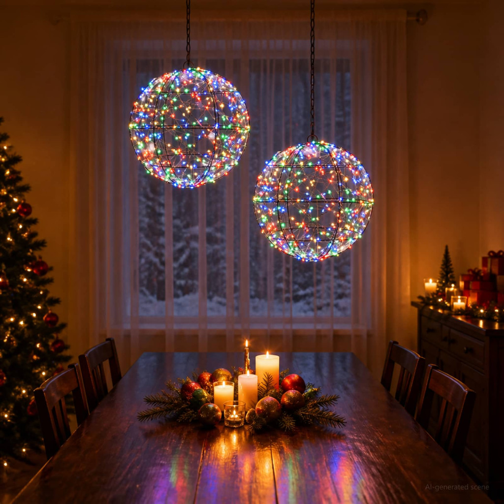 Karácsonyi csúcsdísz világítás 2 db 600 LED Többszínű