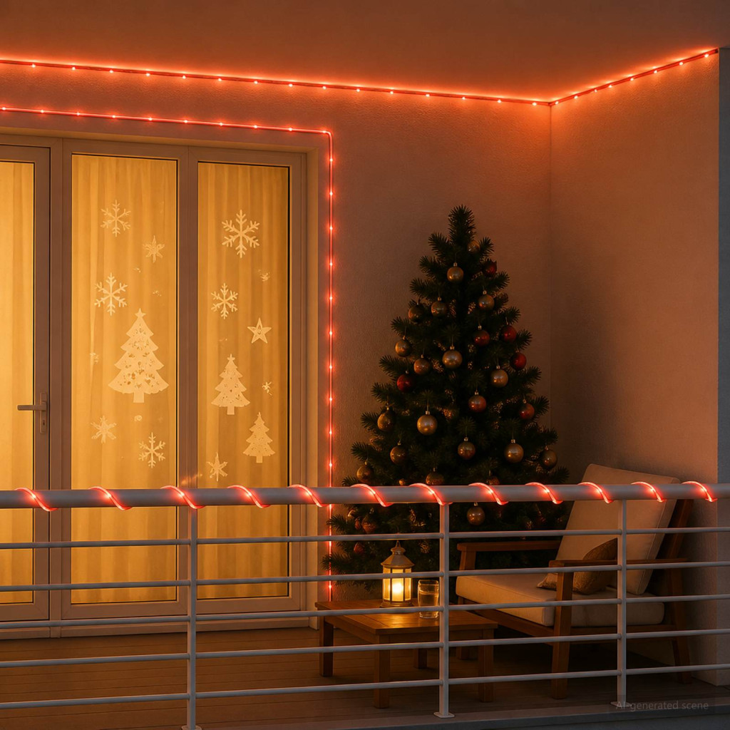 Karácsonyi LED fénykábel 480 LED Piros és 20 m