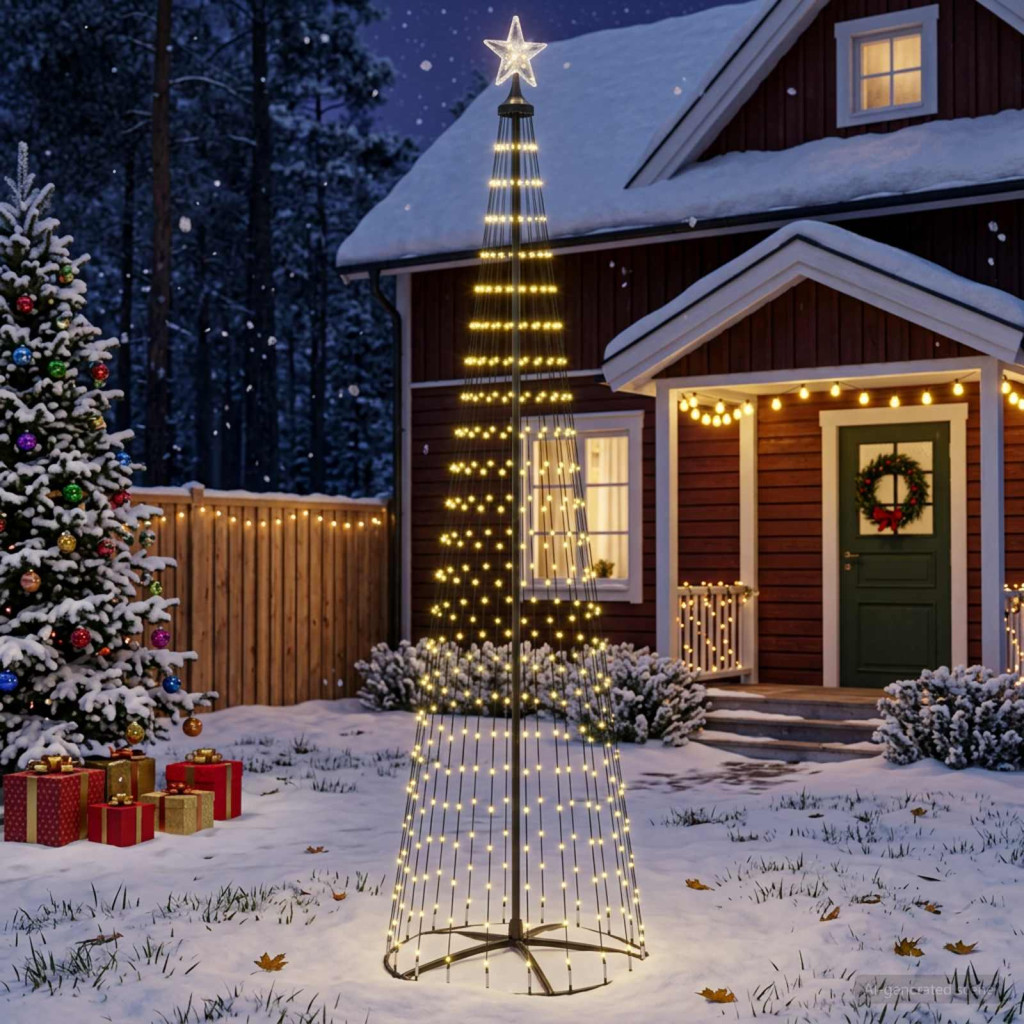 LED-es kúpos karácsonyfa 250 cm 470 LED meleg fehér acél fehér