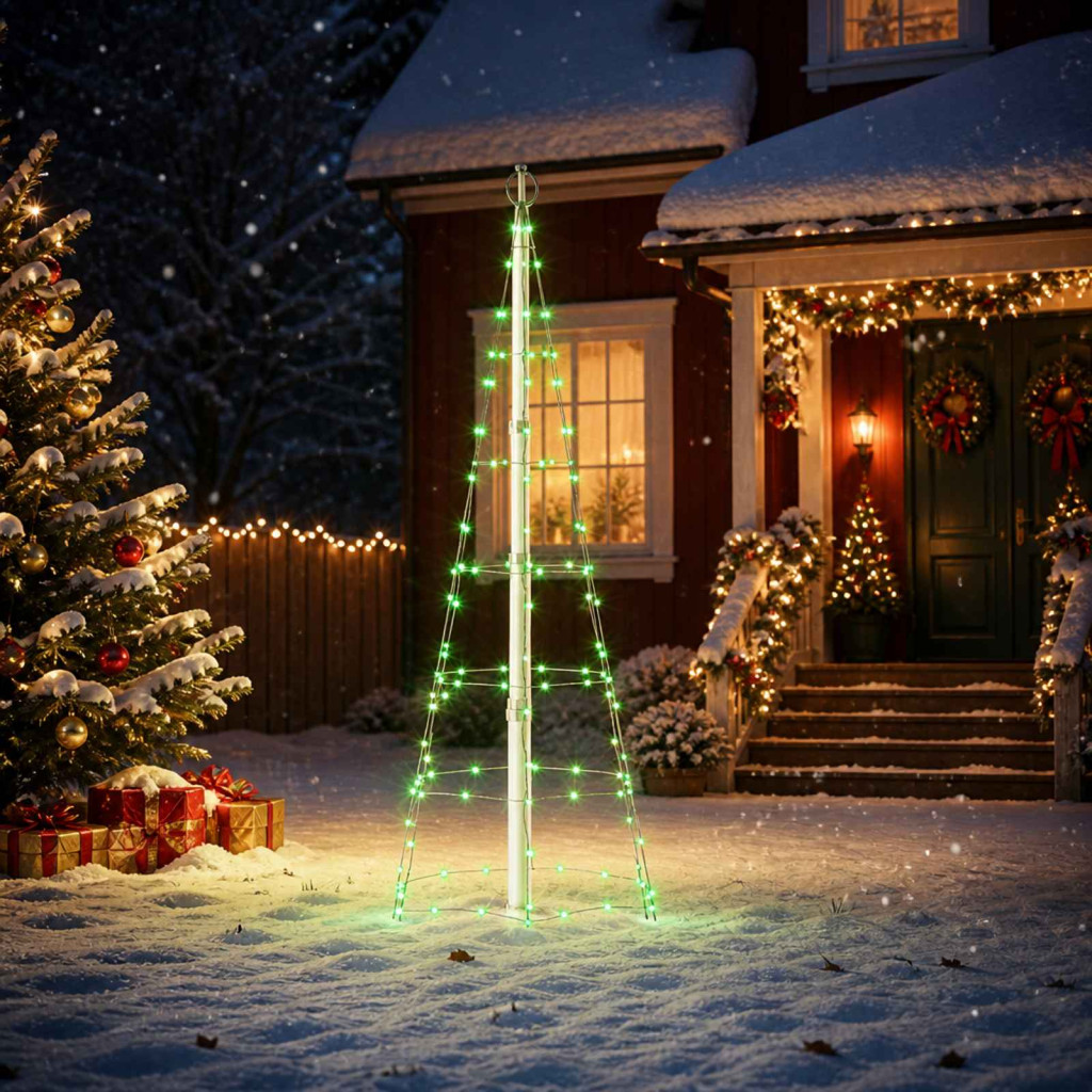 LED-es karácsonyfa 180 cm 168 LED többszínű vas fekete
