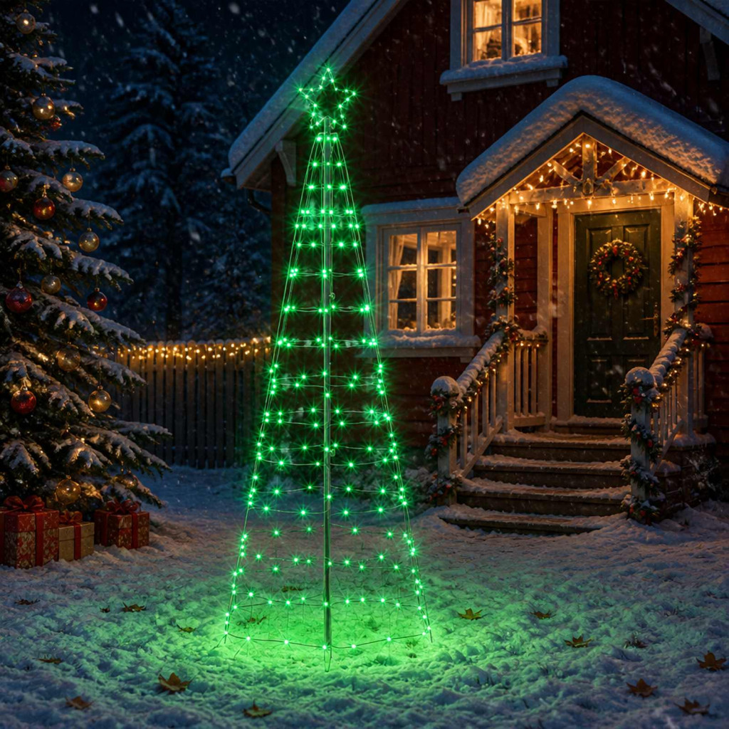 LED-es karácsonyfa 250 cm 300 LED többszínű acél fekete