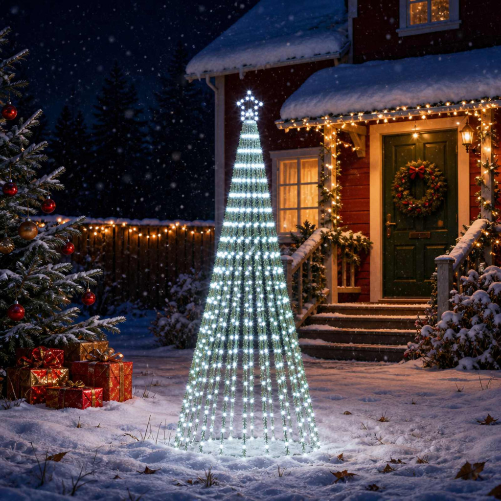 LED-es karácsonyi fényfa, 100 × 250 cm, fekete, 475 LED, hideg fehér