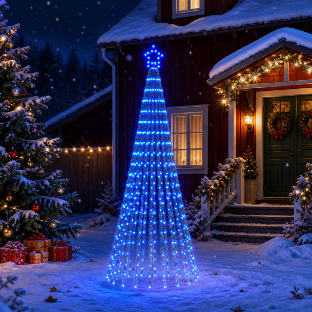 LED-es karácsonyi fényfa, 100 × 250 cm, fekete, 475 LED, kék