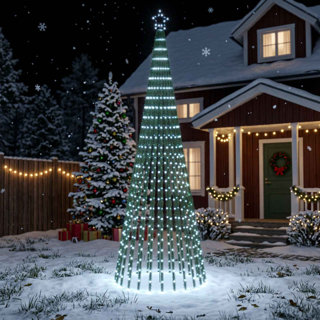 LED-es karácsonyi fényfa, 100 × 300 cm, fekete, 668 LED, hideg fehér