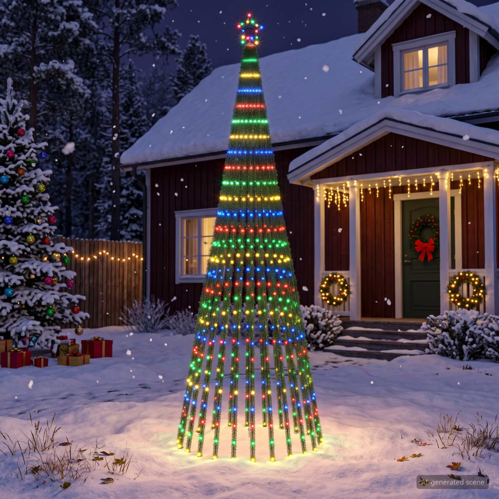 LED-es karácsonyi fényfa, 100 × 300 cm, fekete, 668 LED, többszínű