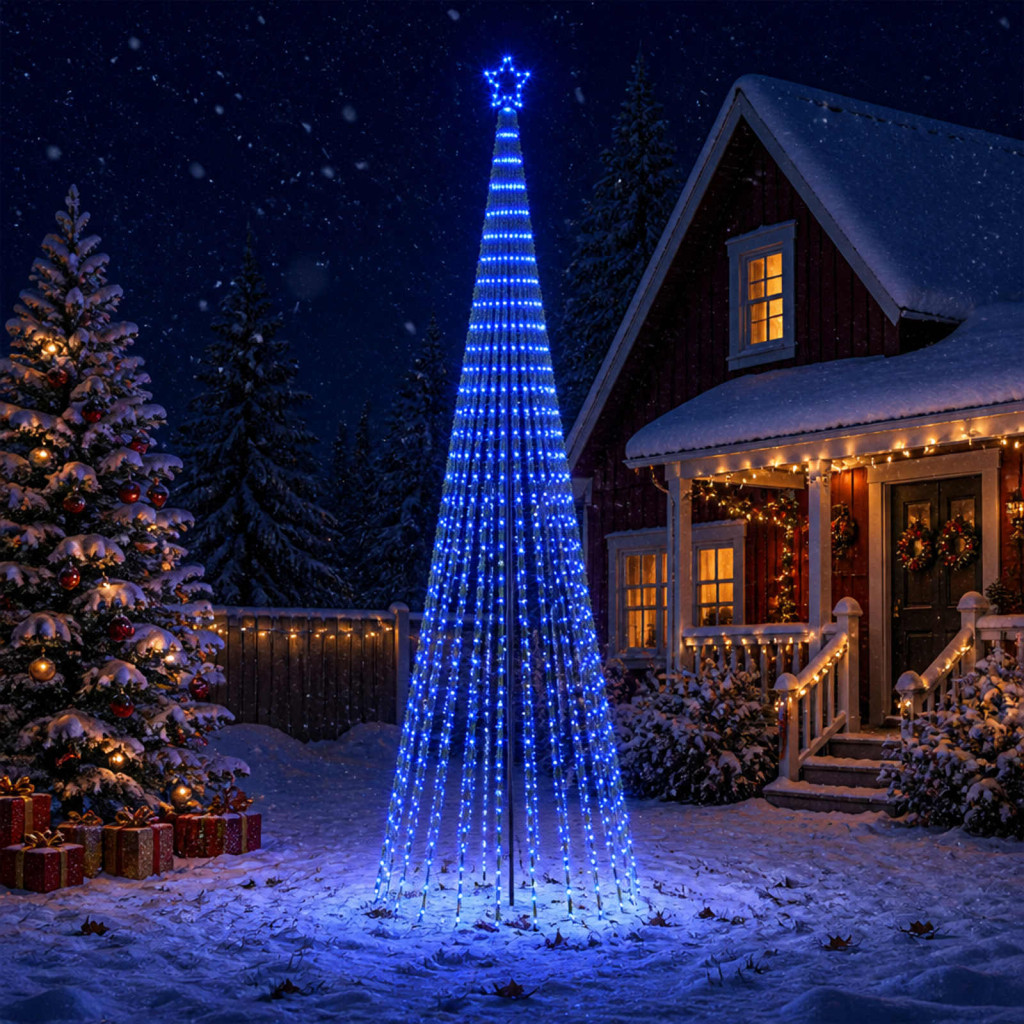 LED-es karácsonyi fényfa, 140 × 400 cm, fekete, 1028 LED, kék