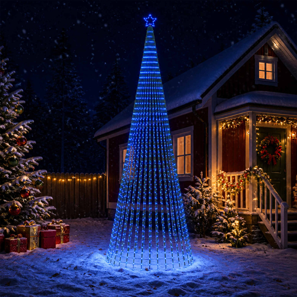 LED-es karácsonyi fényfa, 160 × 500 cm, fekete, 1524 LED, kék