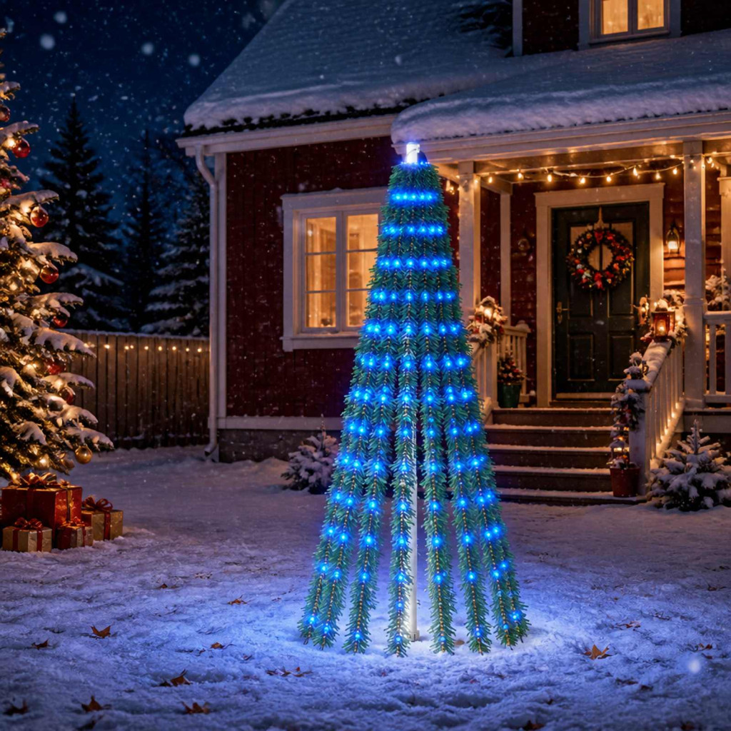 LED-es karácsonyi fényfa, 70 × 150 cm, zöld, 240 LED, kék