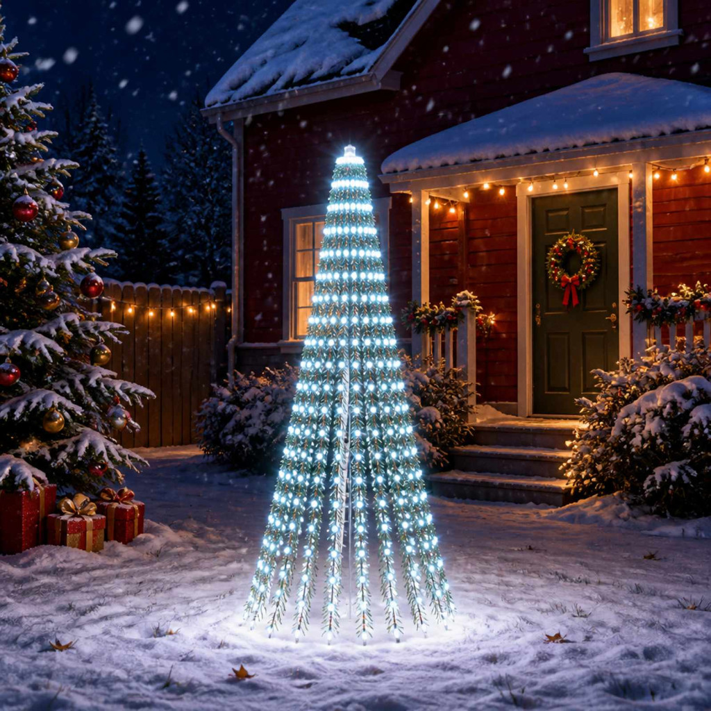 LED-es karácsonyi fényfa, 100 × 220 cm, zöld, 460 LED, hideg fehér