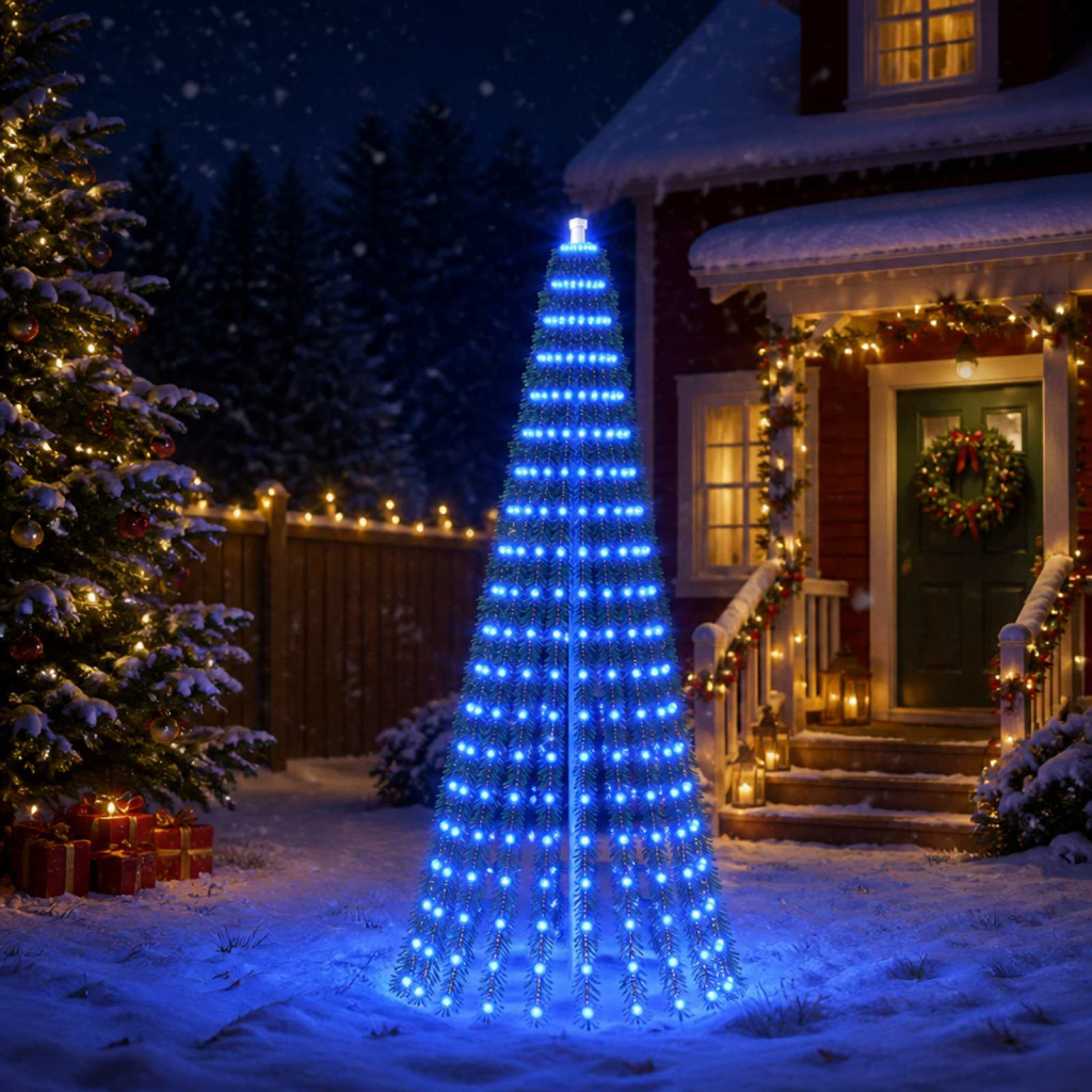 LED-es karácsonyi fényfa, 100 × 220 cm, zöld, 460 LED, kék