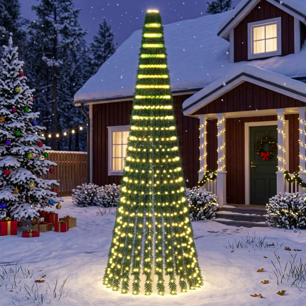 LED-es karácsonyi fényfa, 100 × 270 cm, zöld, 648 LED, meleg fehér