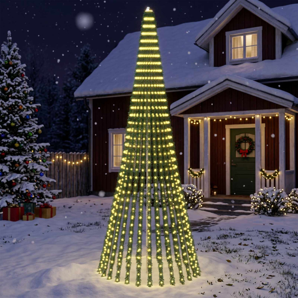 LED-es karácsonyi fényfa, 140 × 370 cm, zöld, 1008 LED, meleg fehér
