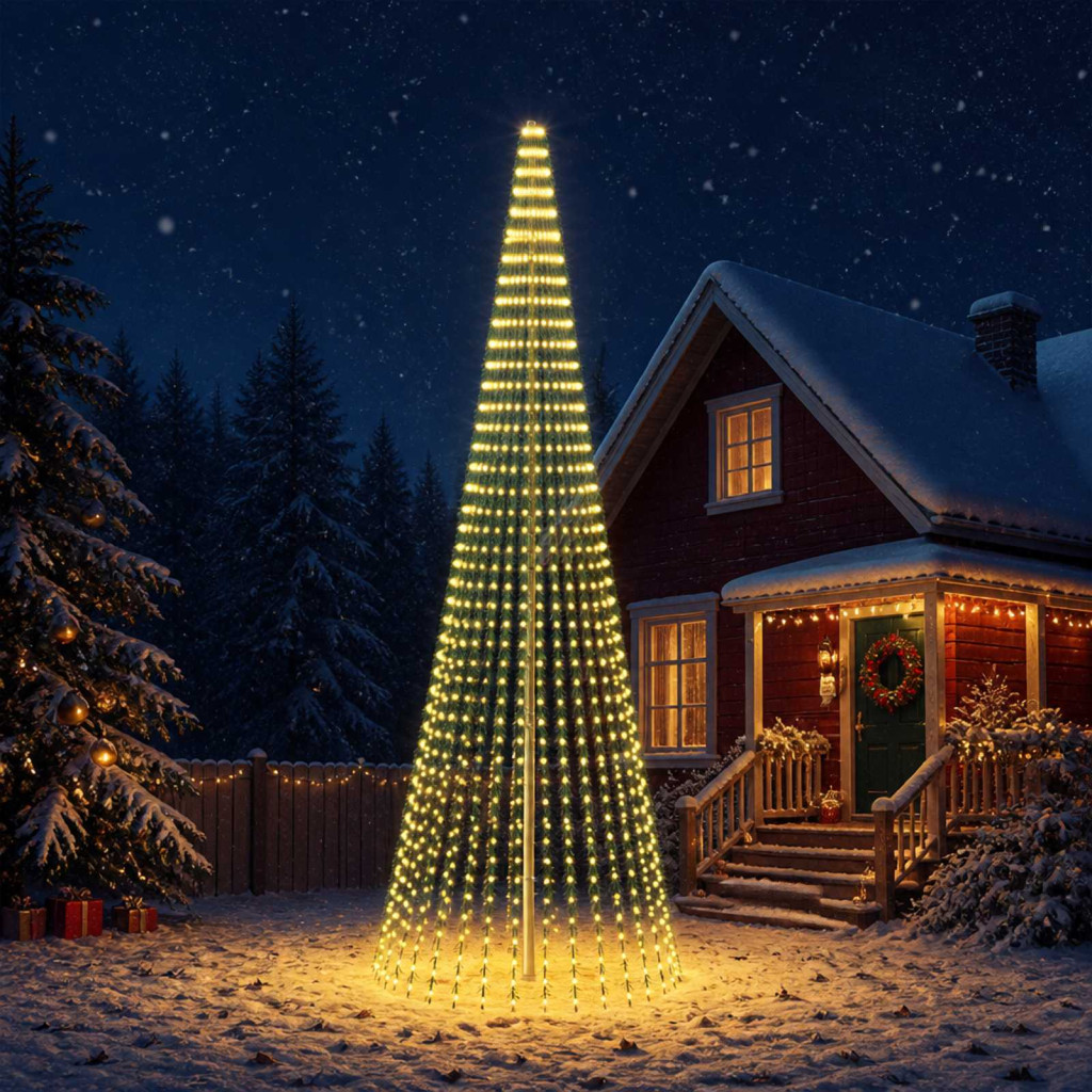 LED-es karácsonyi fényfa, 160 × 470 cm, zöld, 1504 LED, meleg fehér