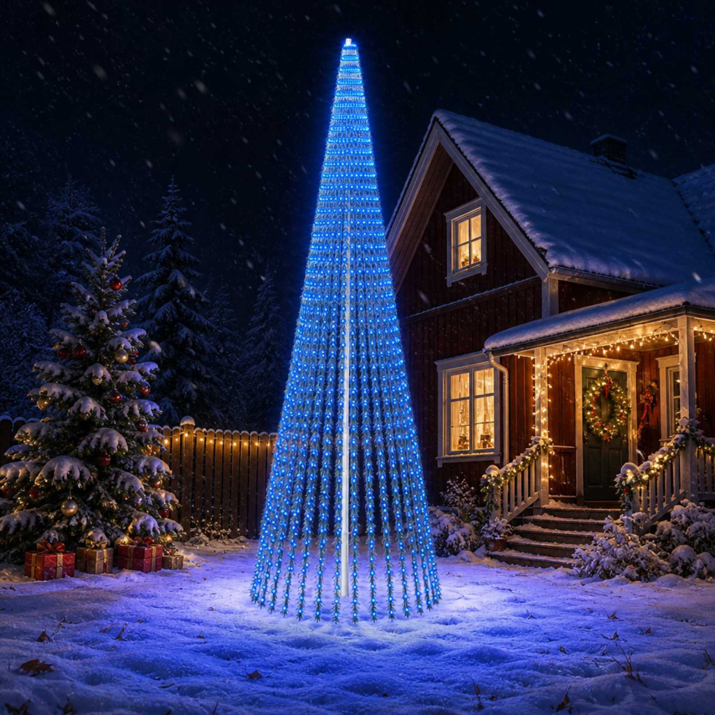LED-es karácsonyi fényfa, 160 × 470 cm, zöld, 1504 LED, kék