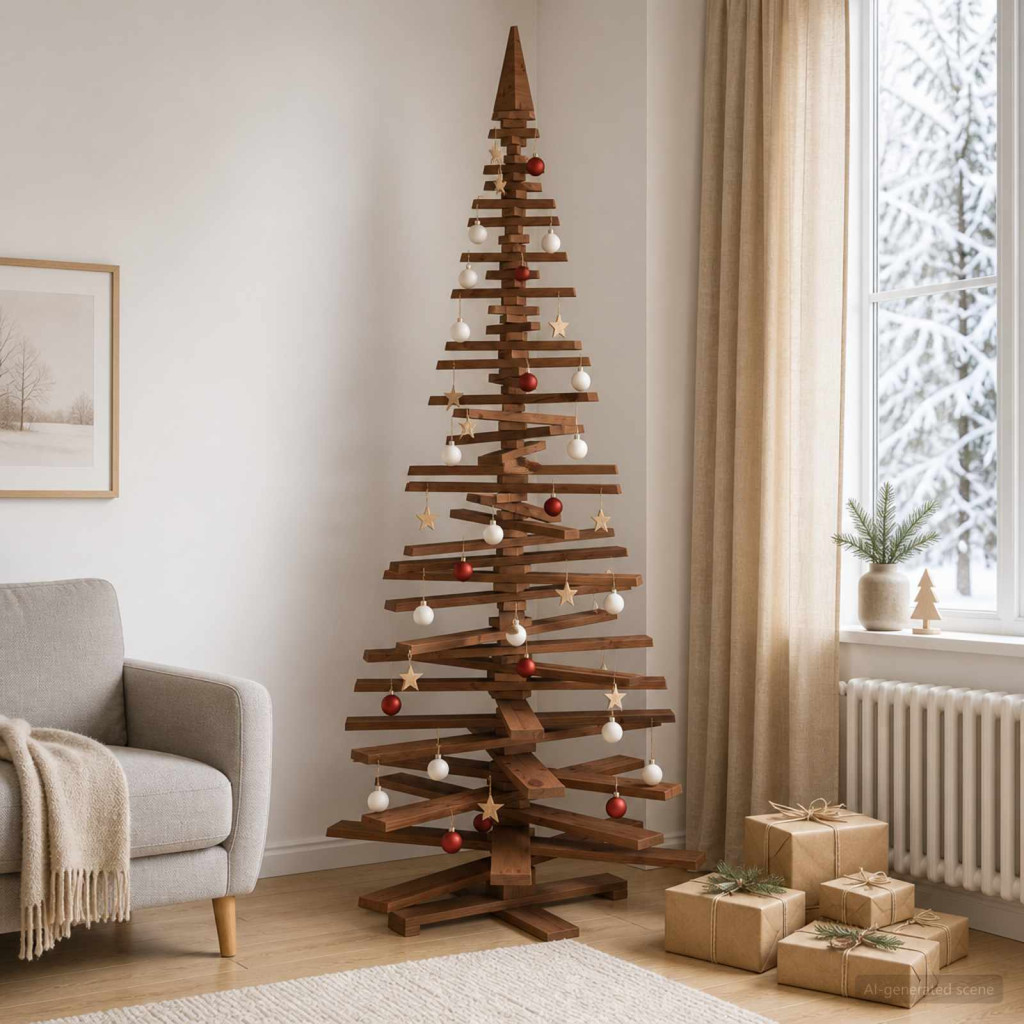Fából készült Karácsonyfa KOTKA 240 cm Tömör Fenyőfa