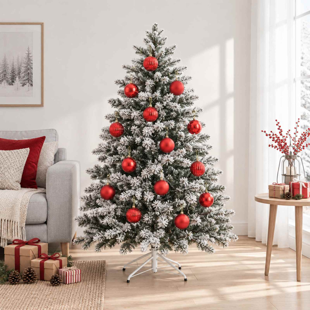 Karácsonyi gömbdíszkészlet, 15 db, 10 cm, piros