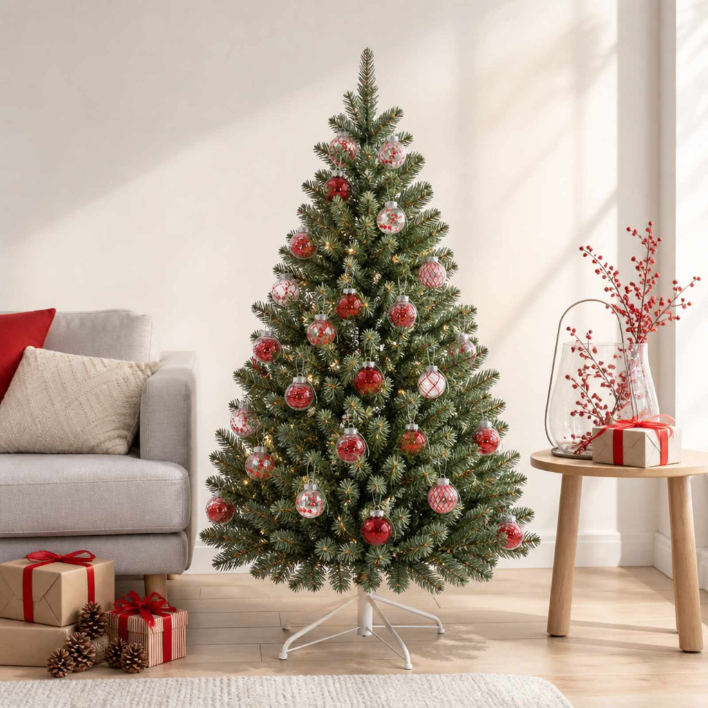 Karácsonyi gömbdíszkészlet 30 db piros ø 6 cm PET