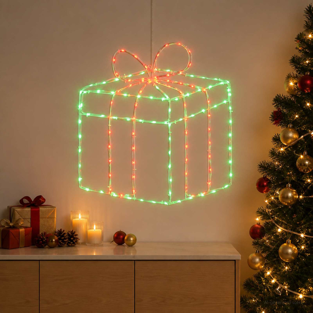 LOVIISA világító ajándékdoboz-figura 200 LED-del 59 x 57 cm
