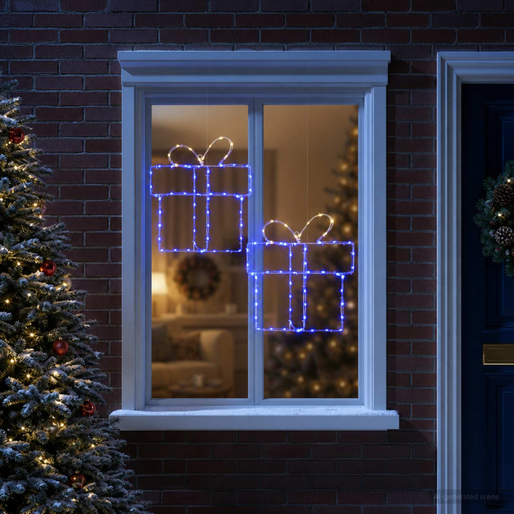 Karácsonyi világító ablakdísz sziluettek LOVIISA 2 db 160 LED