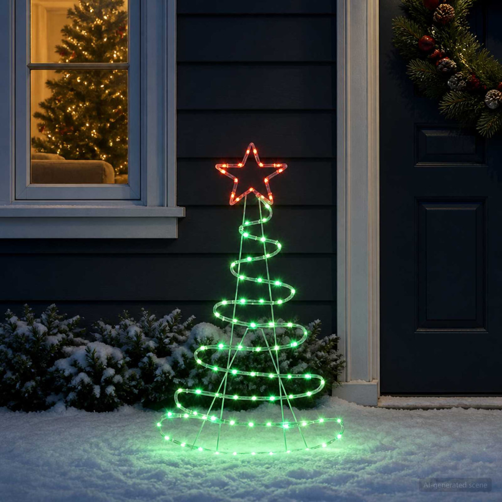 LED-es karácsonyfa-sziluett LOVIISA 100 LED Piros, Zöld