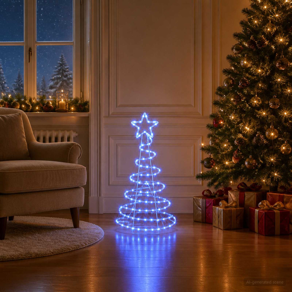 LED-es karácsonyfa-sziluett LOVIISA 100 LED Kék 51 x 99 cm