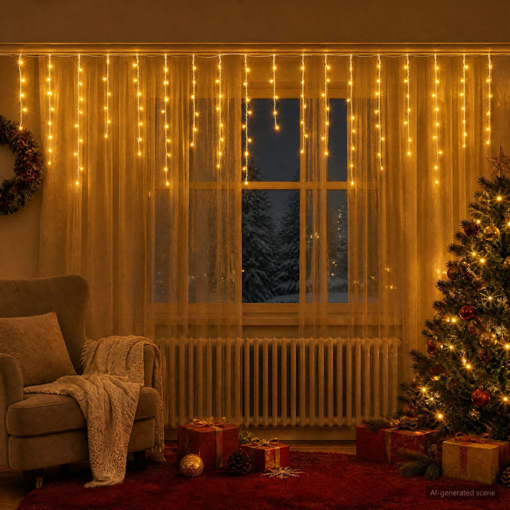 Fényfüggöny 798 LED meleg fehér 2000 x 72 cm