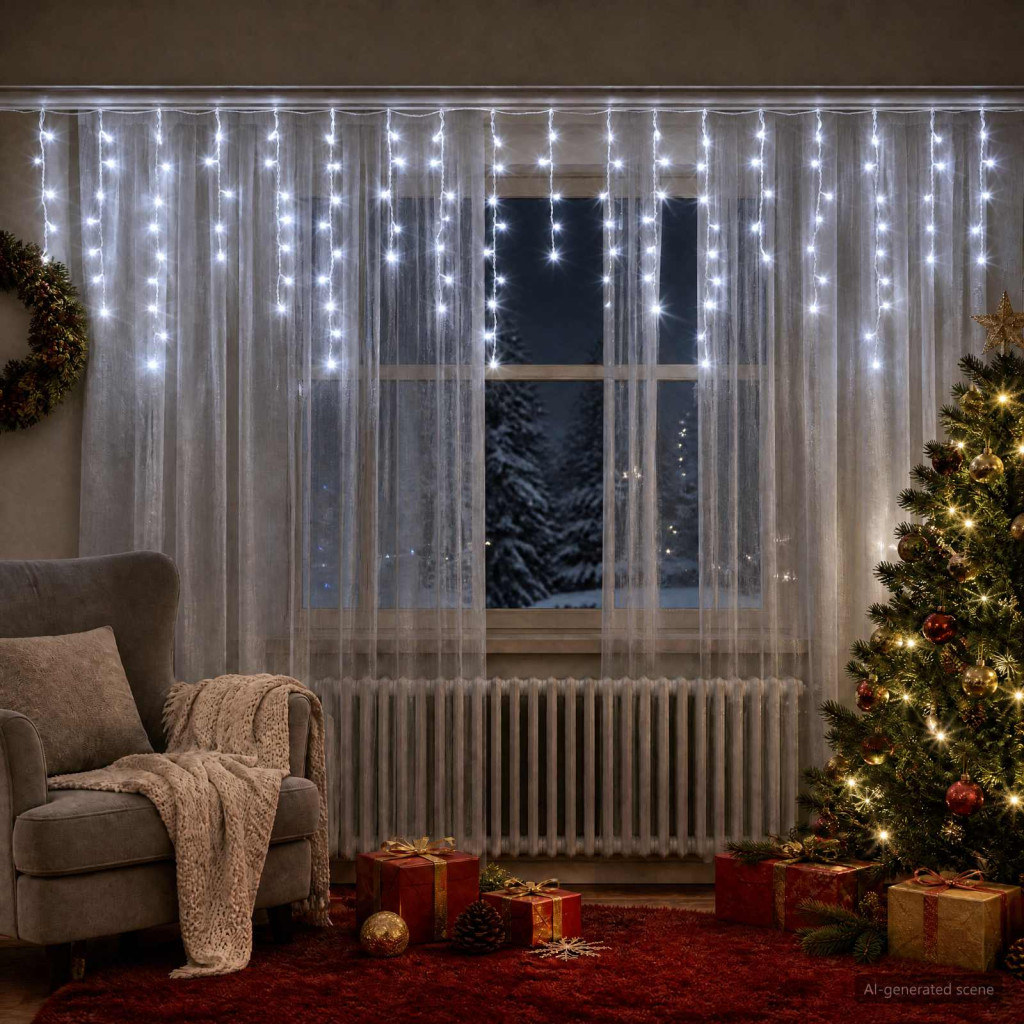Fényfüggöny 798 LED hideg fehér 2000 x 72 cm