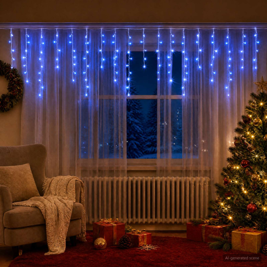 Fényfüggöny 798 LED kék 2000 x 72 cm
