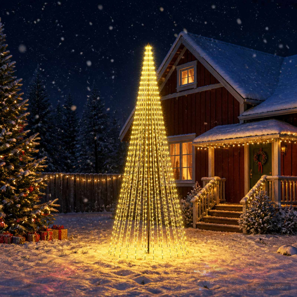 LED Karácsonyi Fenyő 385 cm 1148 LED Meleg fehér Vas Fekete