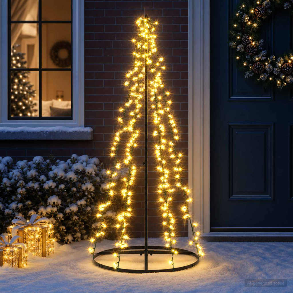 LED Karácsonyi Fenyő 165 cm 540 LED Meleg fehér Acél Fekete