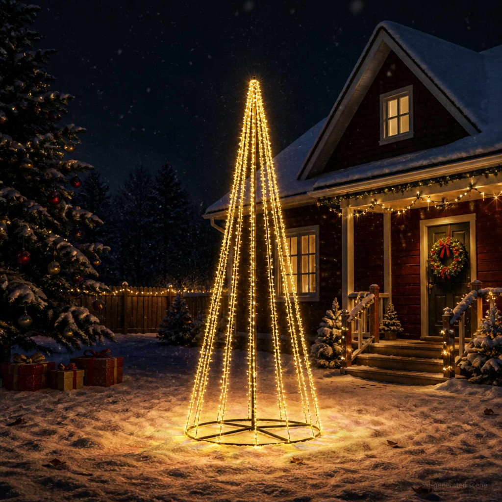 LED Karácsonyi Fenyő 385 cm 2460 LED Meleg fehér Acél Fekete