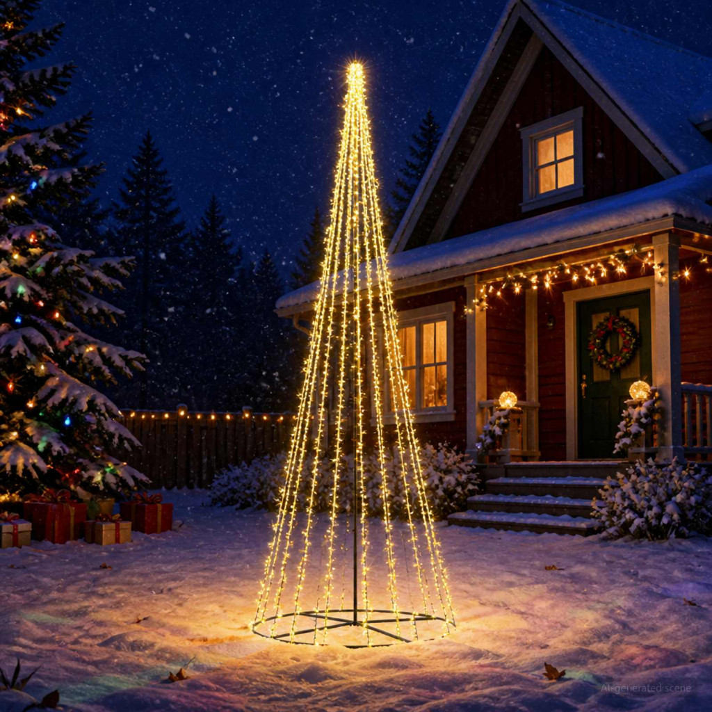 LED Karácsonyi Fenyő 485 cm 3000 LED Meleg fehér Acél Fekete