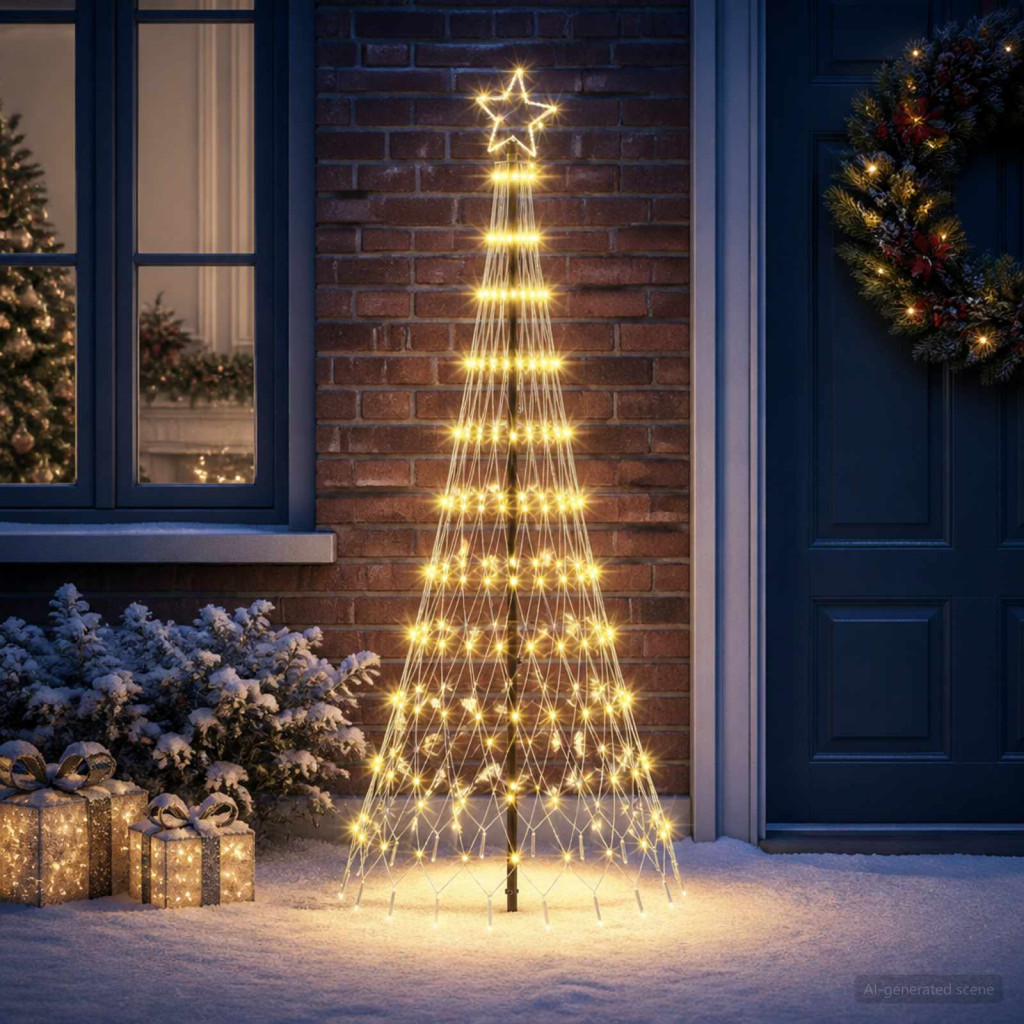 LED Karácsonyi Fenyő 180 cm 230 LED Meleg fehér Vas Fekete