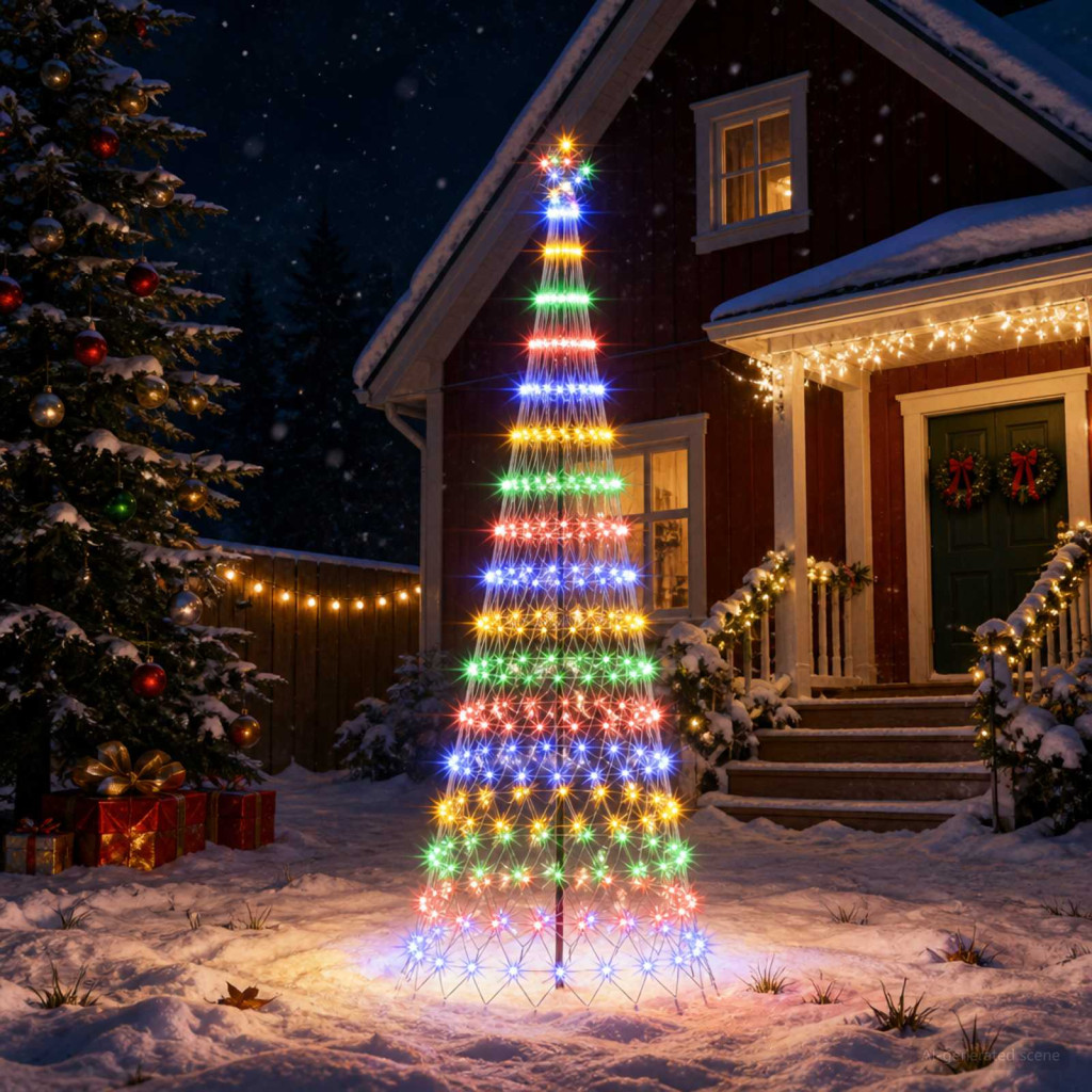 LED Karácsonyi Fenyő 300 cm 350 LED Többszínű Vas Fekete