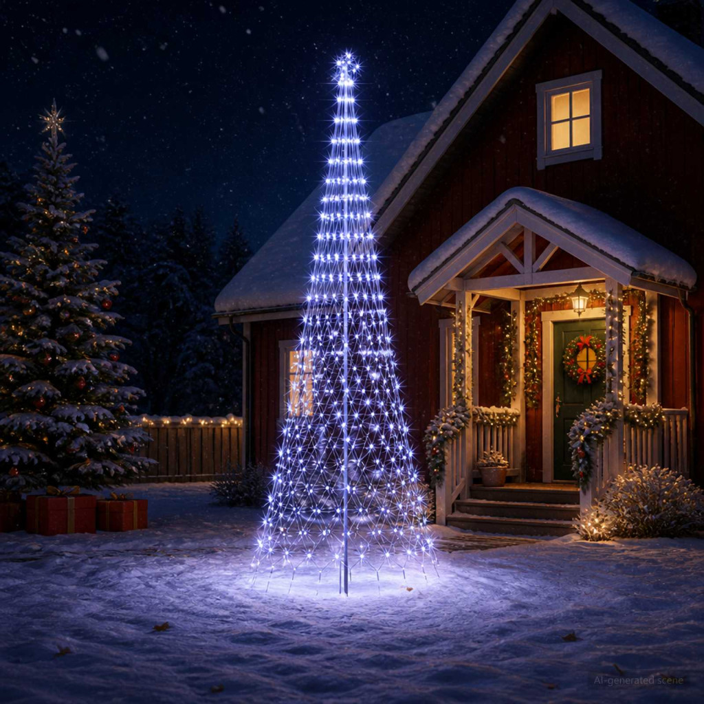 LED Karácsonyi Fenyő 400 cm 450 LED Kék Vas Fekete