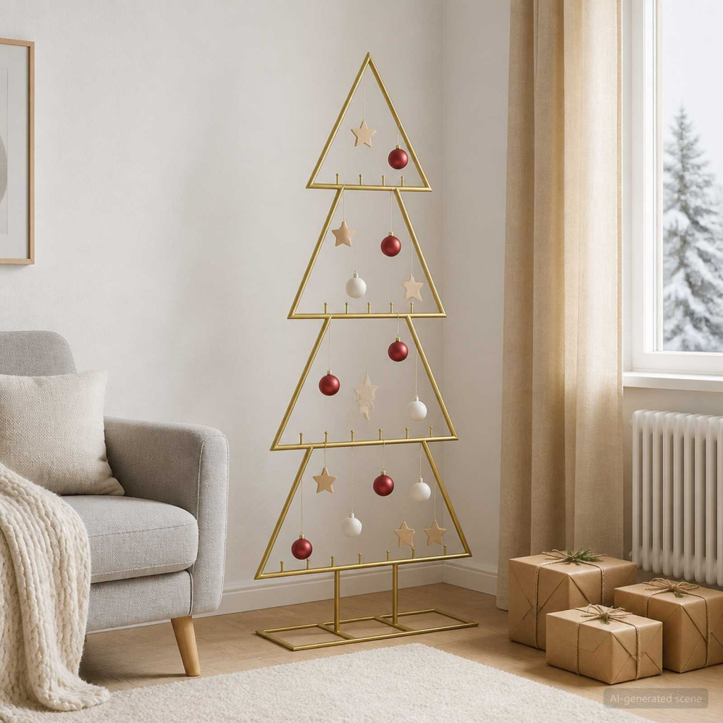 Fém karácsonyfa állvánnyal KUOPIO 125 cm Acél Arany