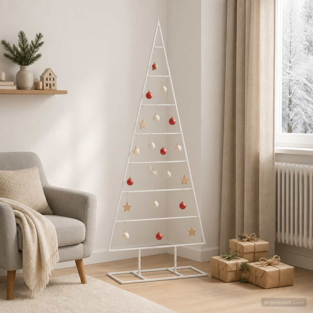 Fém karácsonyfa KUOPIO 125 cm Porszórt Acél Fehér