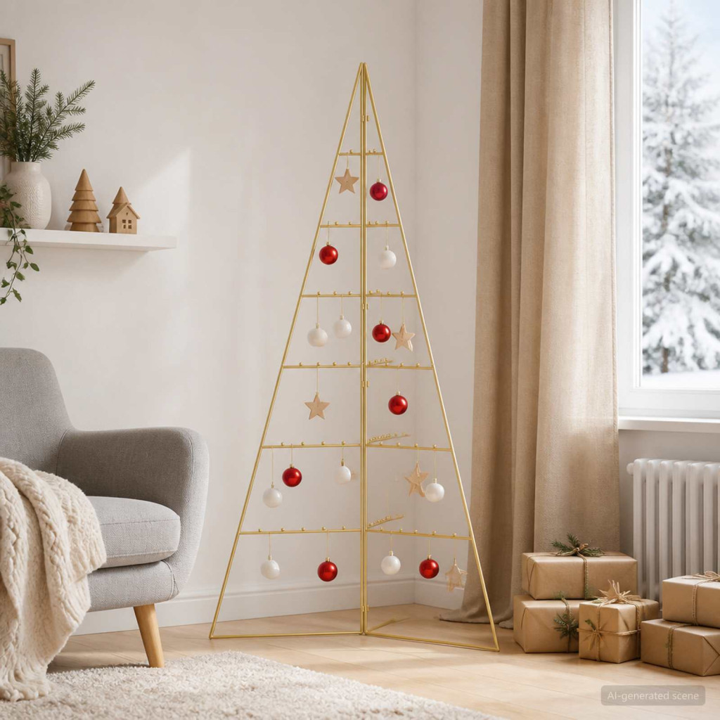 Fém karácsonyfa KUOPIO 140 cm Acél Arany