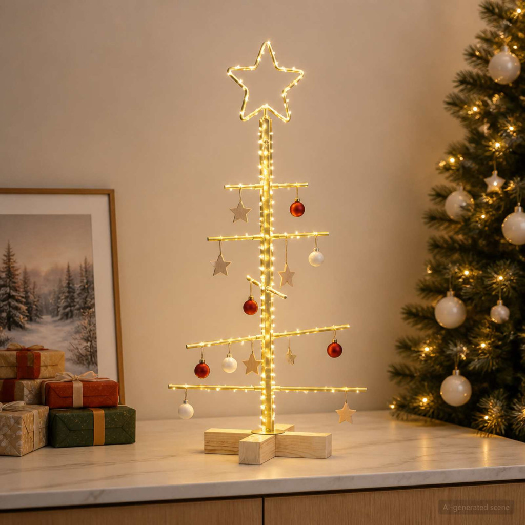 Fém karácsonyfa KUOPIO 60 cm Acél Arany