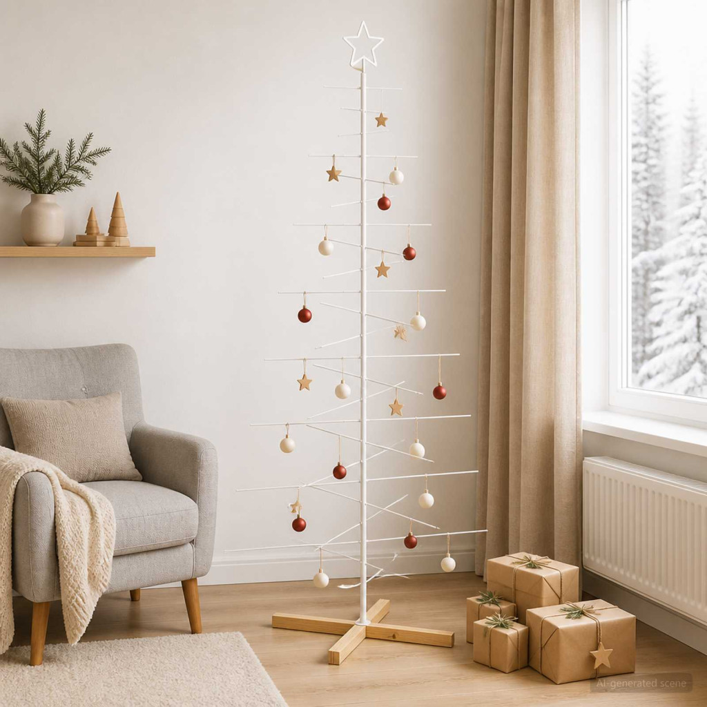 Fém karácsonyfa KUOPIO 210 cm Acél Fehér
