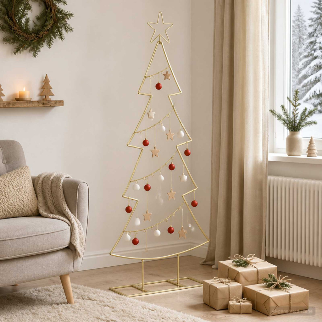 Fém karácsonyfa állvánnyal KUOPIO 125 cm Acél Arany