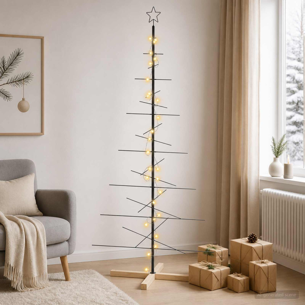 Fém karácsonyfa KUOPIO 180 cm Meleg fehér Acél Fekete