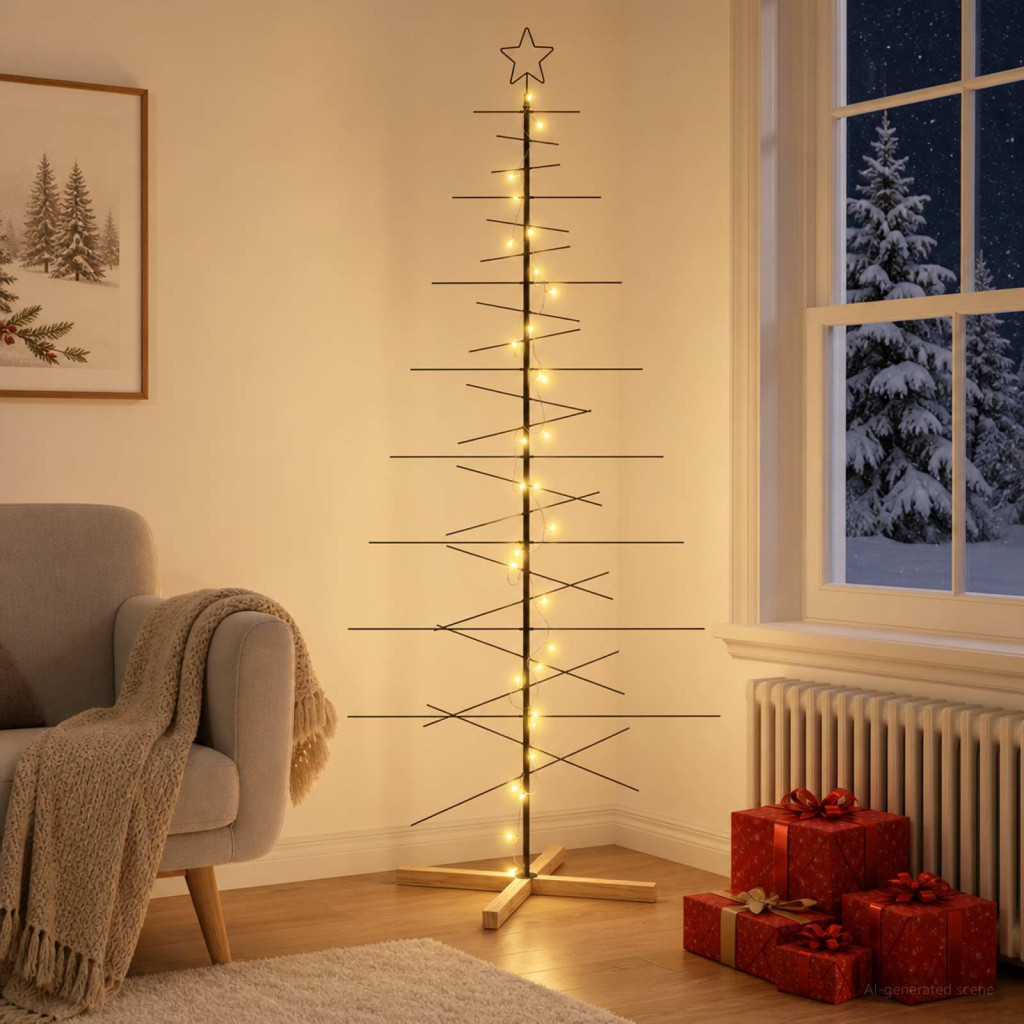 Fém karácsonyfa KUOPIO 210 cm Meleg fehér Acél Fekete