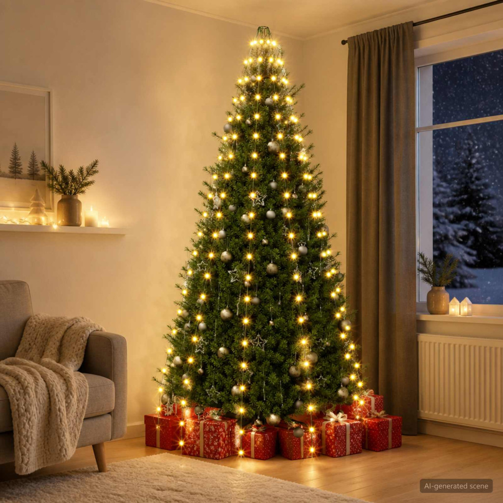 Karácsonyfa fények 210 LED Meleg fehér 210 cm