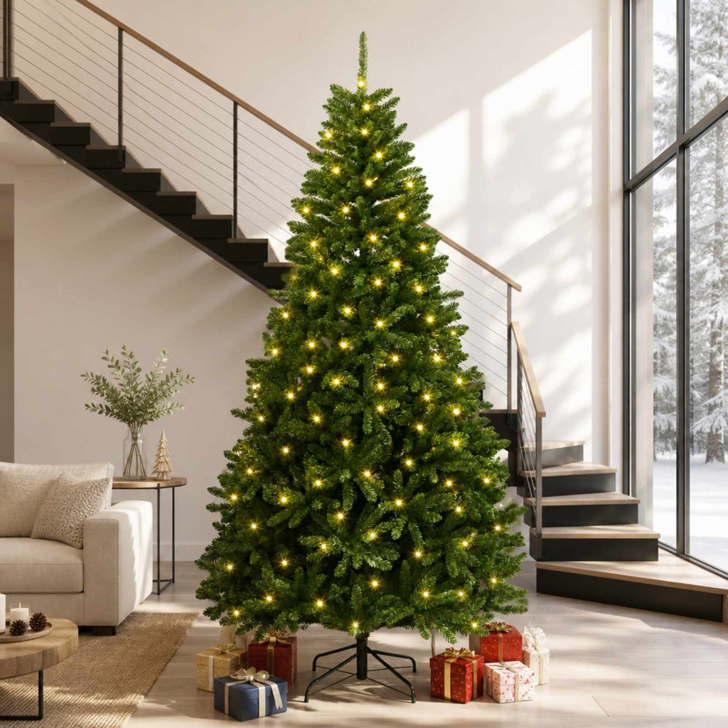 Műanyag Hajtogatós Karácsonyfa 300 cm 1000 LED Meleg fehér acél