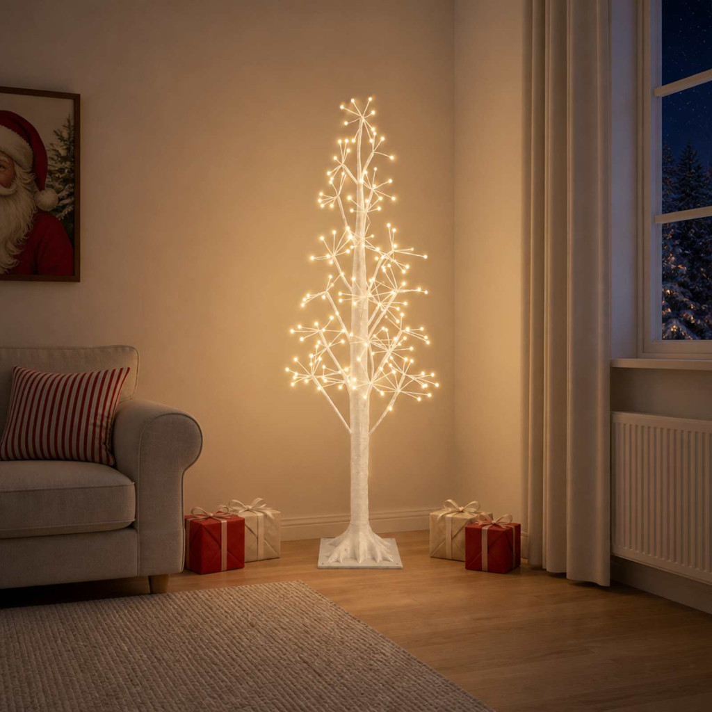 LED-es karácsonyi csillagdekoráció, 17 × 17 × 150 cm, fehér, 304 LED, meleg fehér